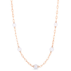 Pearl and Diamond Station Necklace, 14K Rose Gold- URBAETIS Fine Jewelry