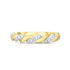 Twisted Gold and Diamond Ring, 14k yellow gold - URBAETIS Fine Jewelry