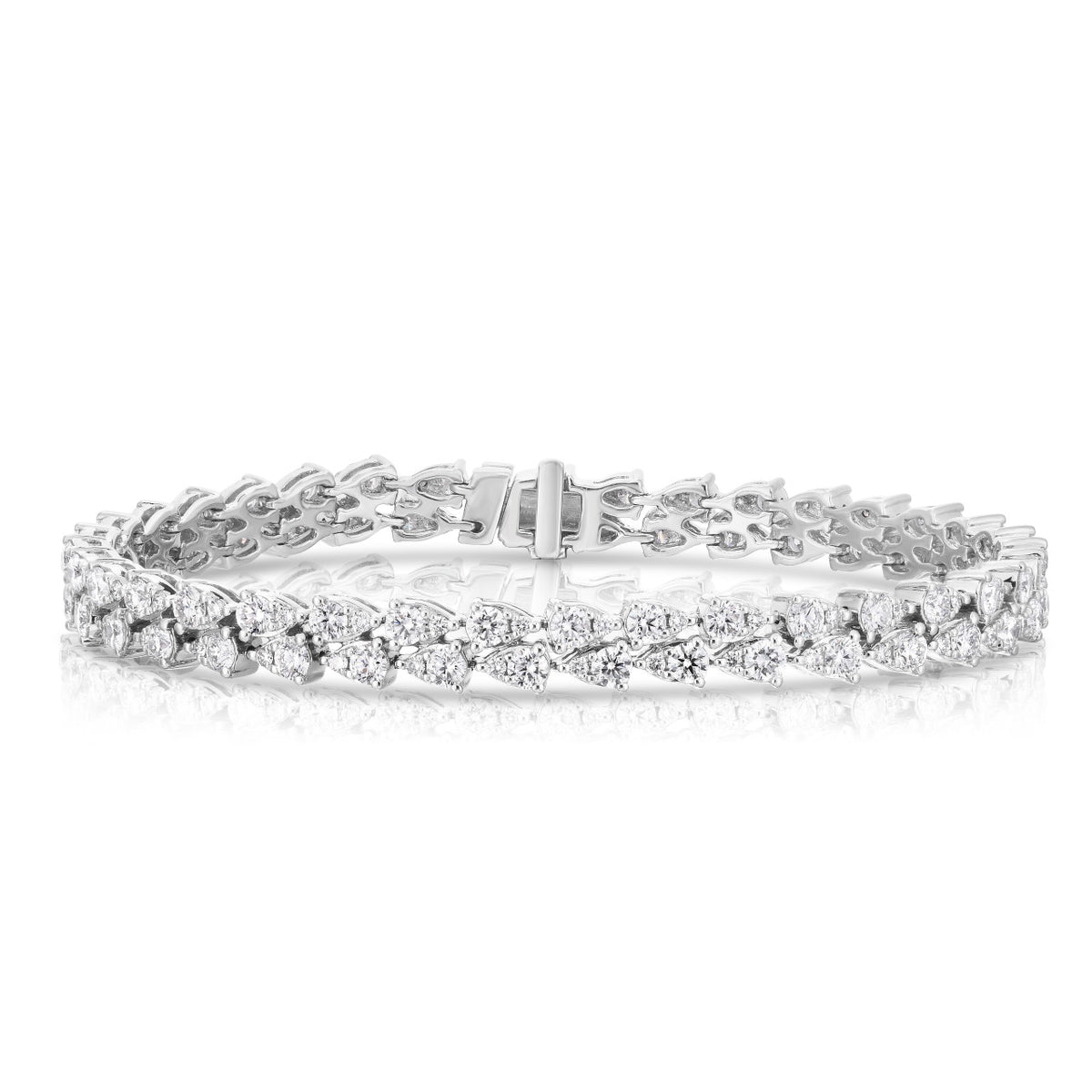 Double Pear Diamond Illusion Tennis Bracelet, 14k white gold - URBAETIS Fine Jewelry
