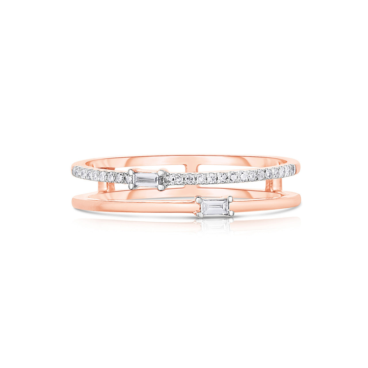 Asymmetrical Baguette Diamond Band, 14K Rose Gold- URBAETIS Fine Jewelry