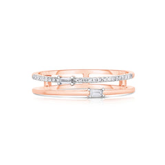 Asymmetrical Baguette Diamond Band, 14K Rose Gold- URBAETIS Fine Jewelry