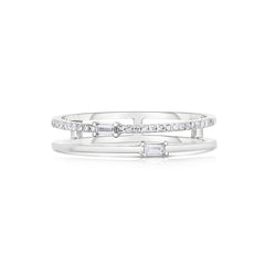 Asymmetrical Baguette Diamond Band, 14K White Gold- URBAETIS Fine Jewelry