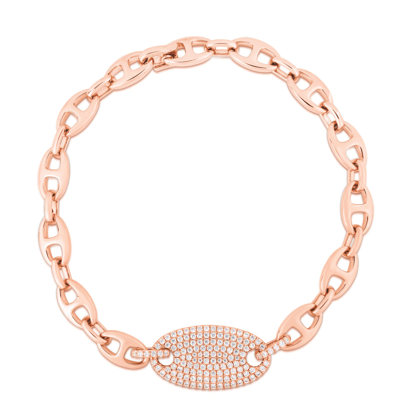 Diamond Mariner Link ID Bracelet, 14k rose gold - URBAETIS Fine Jewelry