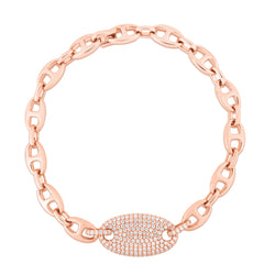 Diamond Mariner Link ID Bracelet, 14k rose gold - URBAETIS Fine Jewelry