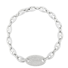 Diamond Mariner Link ID Bracelet, 14k white gold - URBAETIS Fine Jewelry