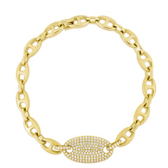 Diamond Mariner Link ID Bracelet, 14k yellow gold - URBAETIS Fine Jewelry