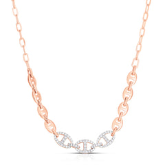 Gold and Diamond Mariner Link Necklace, 14k rose gold - URBAETIS Fine Jewelry
