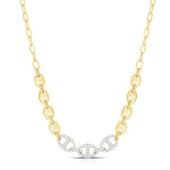 Gold and Diamond Mariner Link Necklace, 14k yellow gold - URBAETIS Fine Jewelry