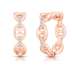 Gold Mariner Hoops with Diamond Links, 14k rose gold - URBAETIS Fine Jewelry