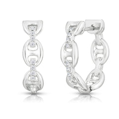 Gold Mariner Hoops with Diamond Links, 14k white gold - URBAETIS Fine Jewelry