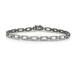 Delicate Diamond Long Link Bracelet, 14k black gold - URBAETIS Fine Jewelry