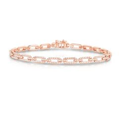 Delicate Diamond Long Link Bracelet, 14k rose gold - URBAETIS Fine Jewelry
