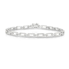 Delicate Diamond Long Link Bracelet, 14k white gold - URBAETIS Fine Jewelry