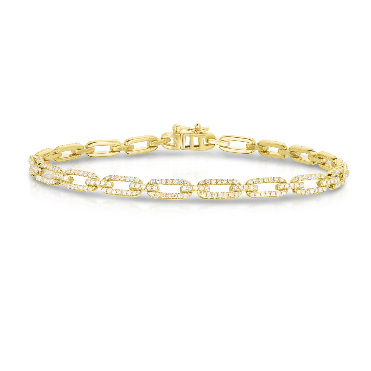 Delicate Diamond Long Link Bracelet, 14k yellow gold - URBAETIS Fine Jewelry