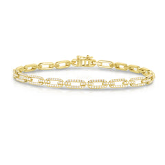 Delicate Diamond Long Link Bracelet, 14k yellow gold - URBAETIS Fine Jewelry