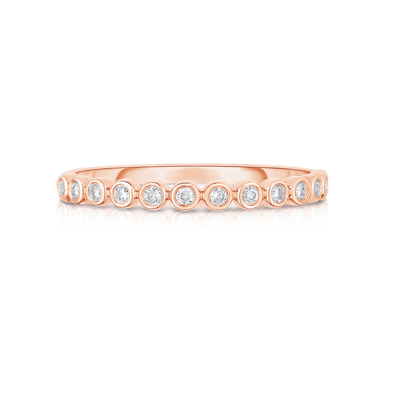 Bezel Set Diamond Stackable Ring , 14k rose gold - URBAETIS Fine Jewelry