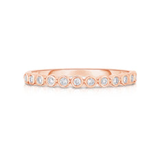 Bezel Set Diamond Stackable Ring , 14k rose gold - URBAETIS Fine Jewelry