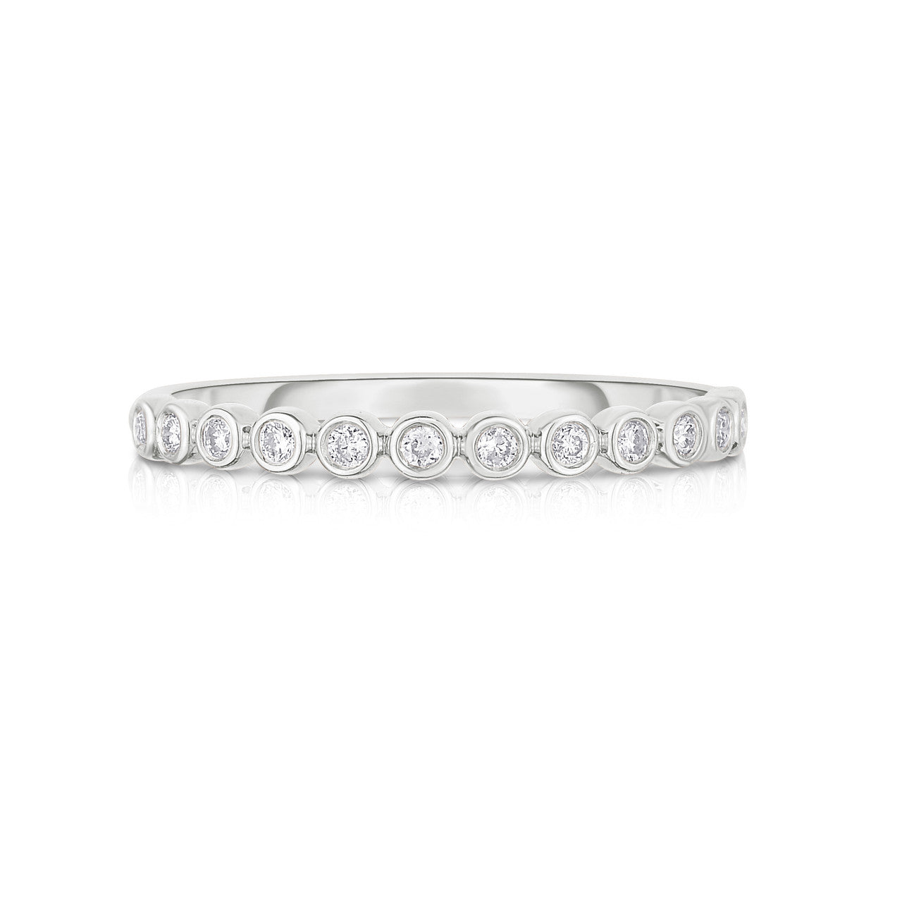 Bezel Set Diamond Stackable Ring , 14k white gold - URBAETIS Fine Jewelry