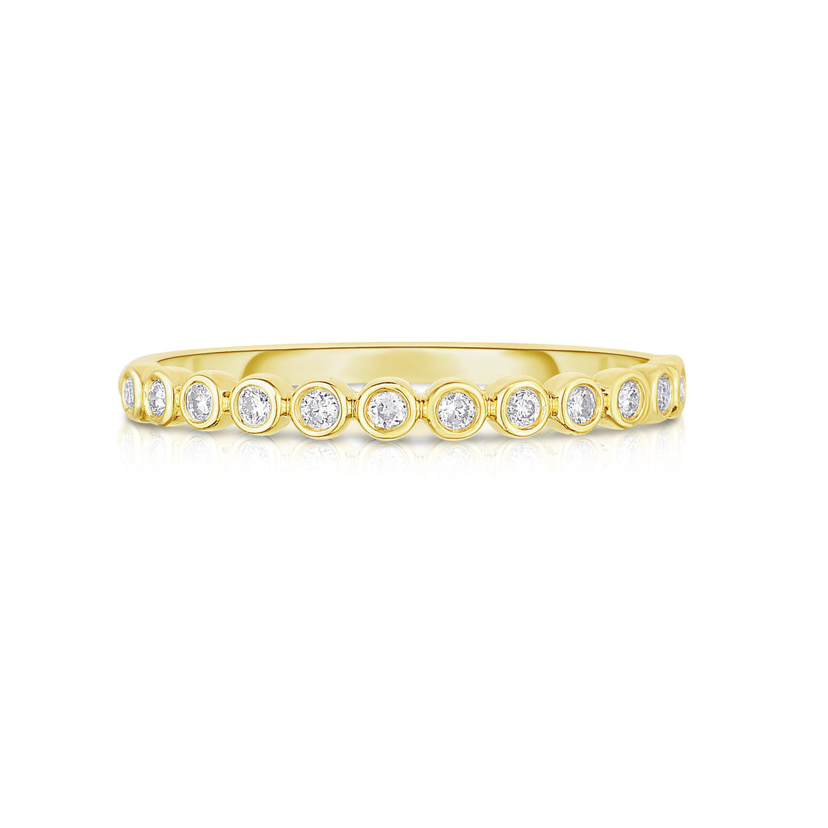 Bezel Set Diamond Stackable Ring , 14k yellow gold - URBAETIS Fine Jewelry