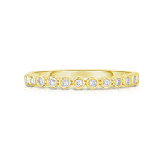 Bezel Set Diamond Stackable Ring , 14k yellow gold - URBAETIS Fine Jewelry