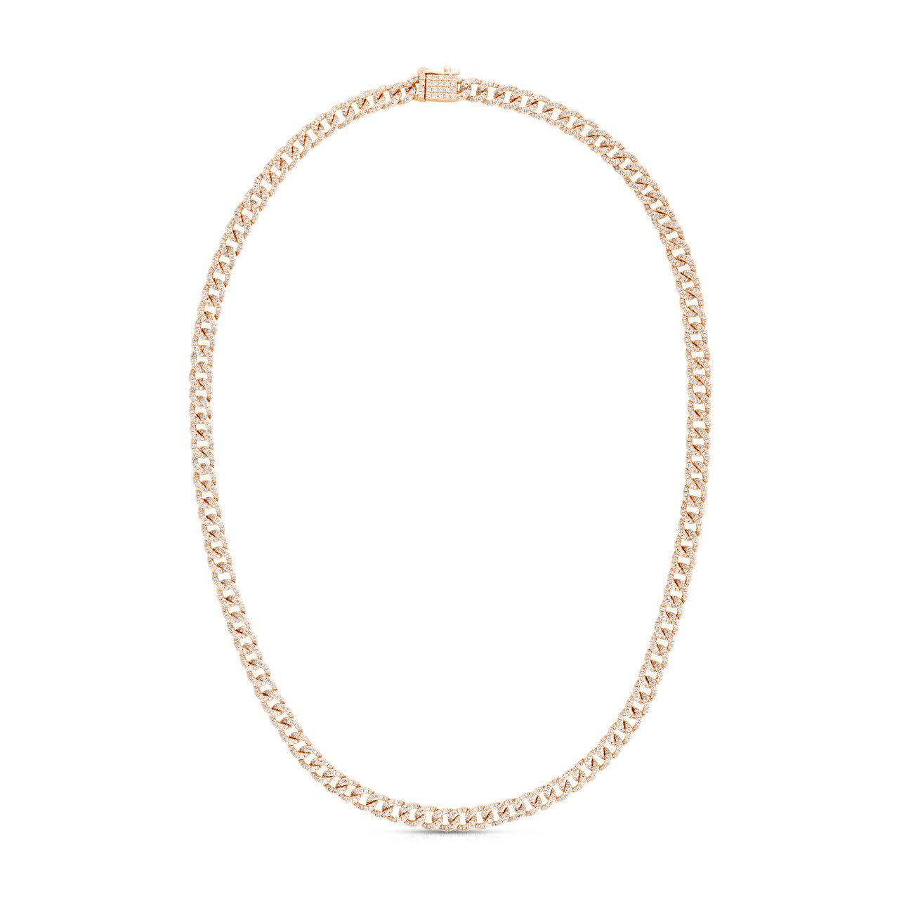 Diamond Cuban Link Chain Choker, 14k rose  gold - URBAETIS Fine Jewelry