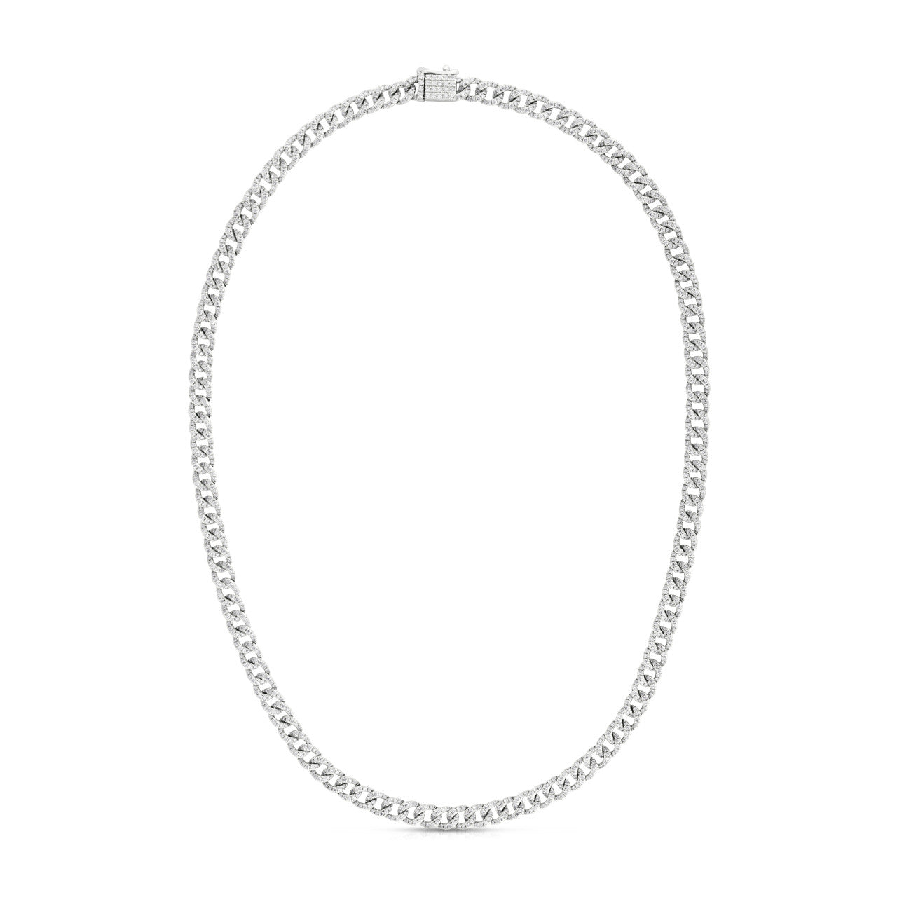 Diamond Cuban Link Chain Choker, 14k white gold - URBAETIS Fine Jewelry