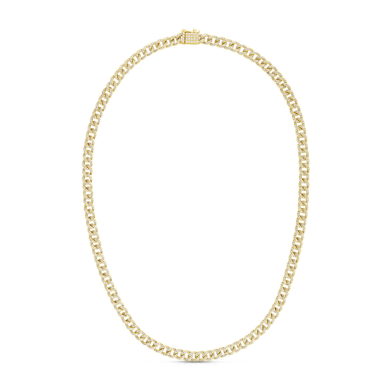 Diamond Cuban Link Chain Choker, 14k yellow gold - URBAETIS Fine Jewelry