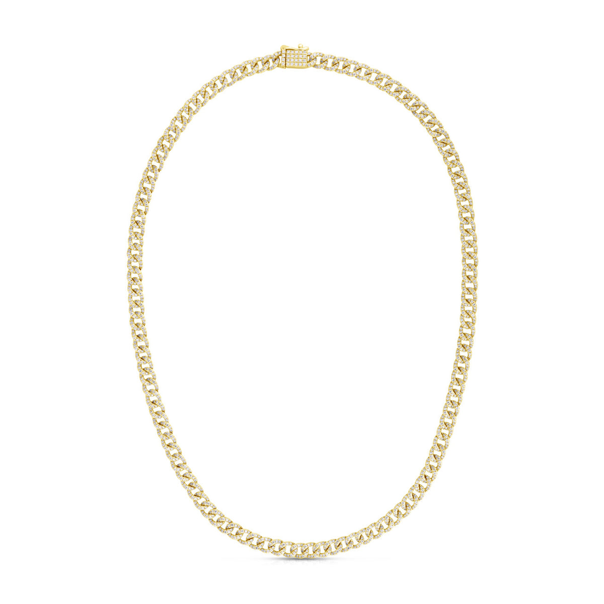 Diamond Cuban Link Chain Choker, 14k yellow gold - URBAETIS Fine Jewelry