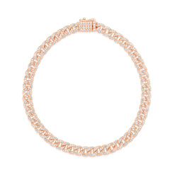 Petite Diamond Cuban Chain Link Bracelet, 14k rose gold - URBAETIS Fine Jewelry
