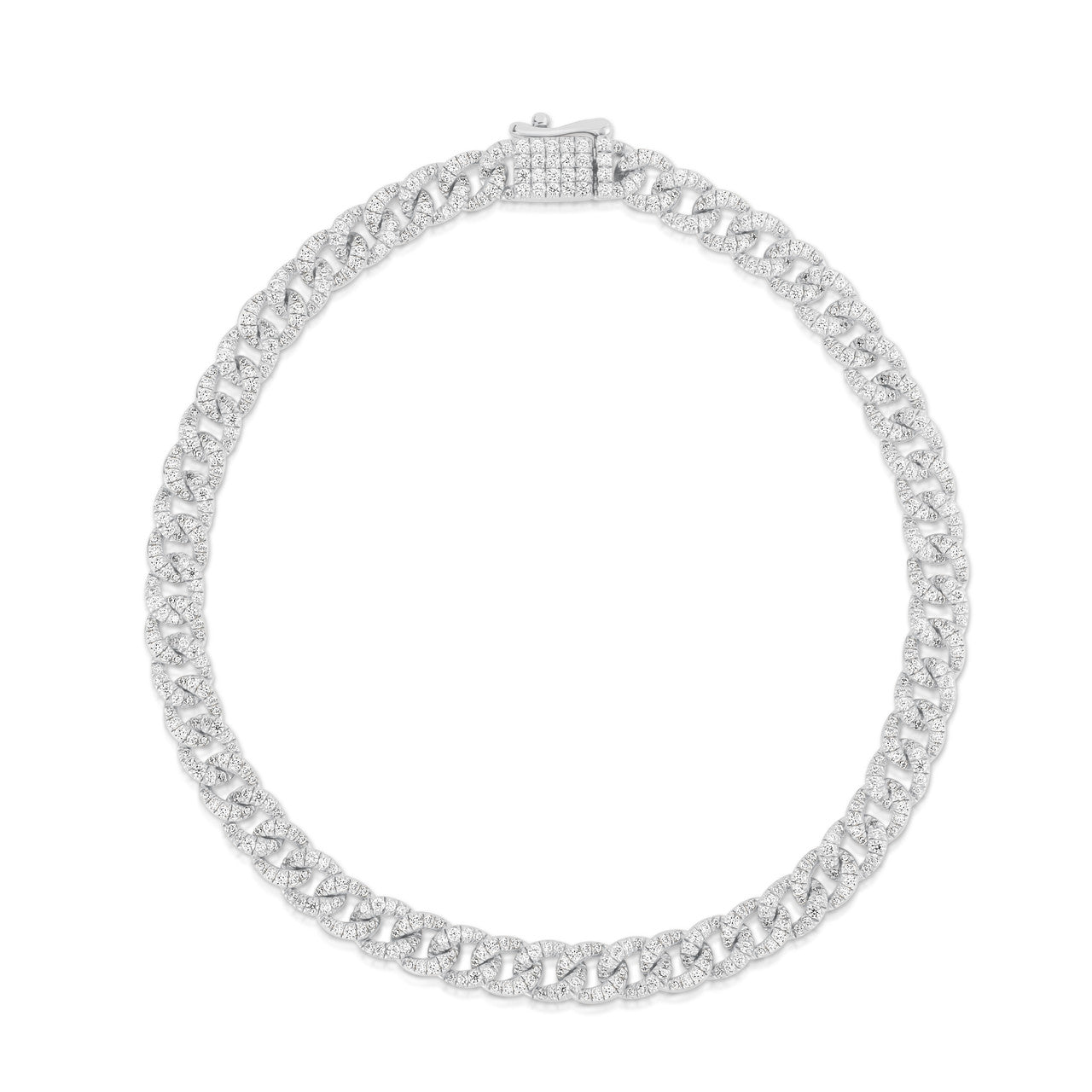 Petite Diamond Cuban Chain Link Bracelet, 14k white gold - URBAETIS Fine Jewelry