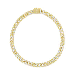 Petite Diamond Cuban Chain Link Bracelet, 14k yellow gold - URBAETIS Fine Jewelry