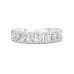 Petite Diamond Cuban Link Chain Ring, 14k white  gold - URBAETIS Fine Jewelry