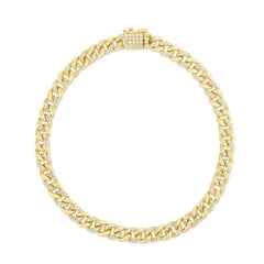 Gold and Diamond Cuban Link Bracelet, 14k yellow gold - URBAETIS Fine Jewelry