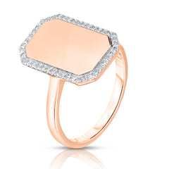 Diamond Border ID Ring, 14K Rose Gold- URBAETIS Fine Jewelry