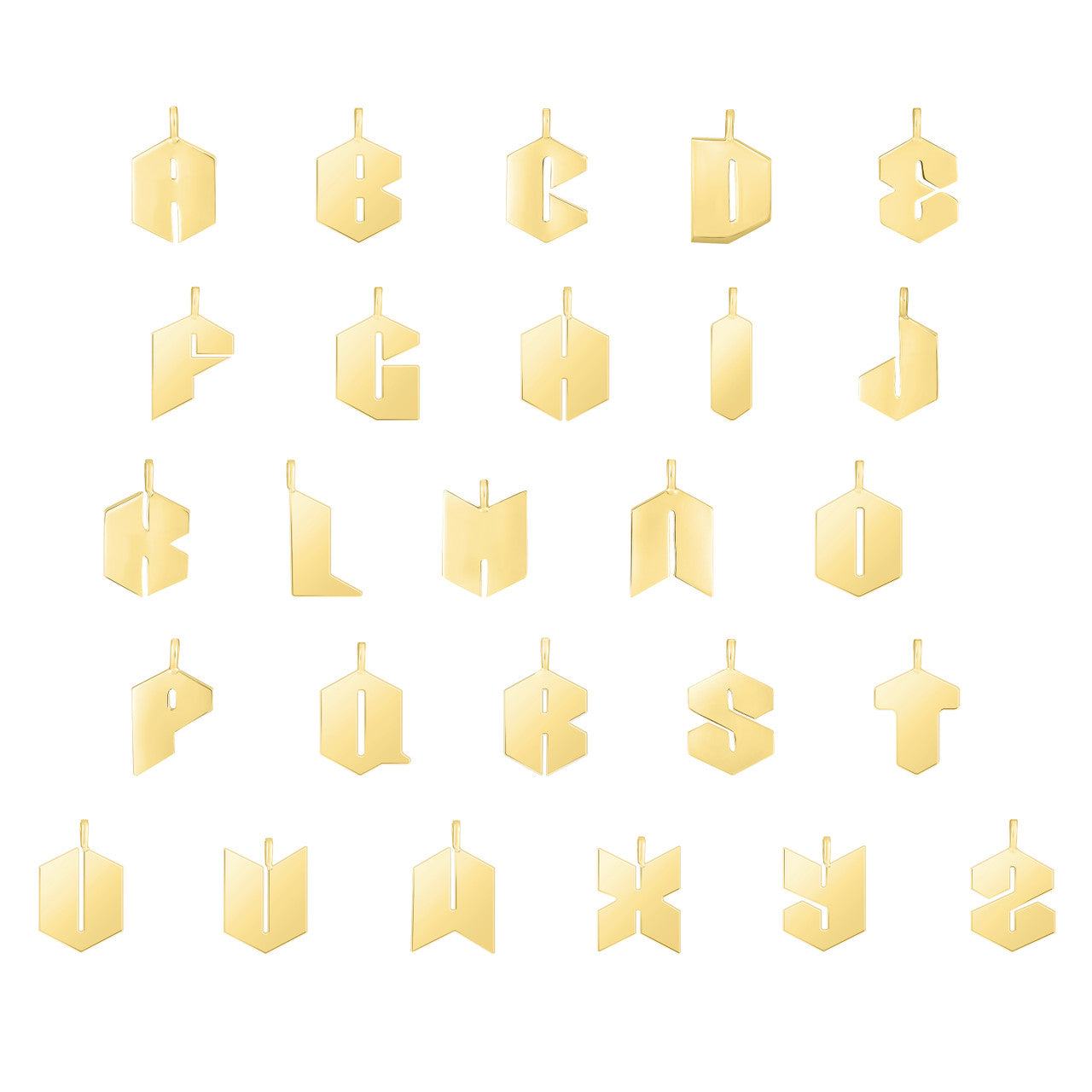 90's Gold Initial Necklaces, A-Z, 14K Yellow Gold - URBAETIS Fine Jewelry