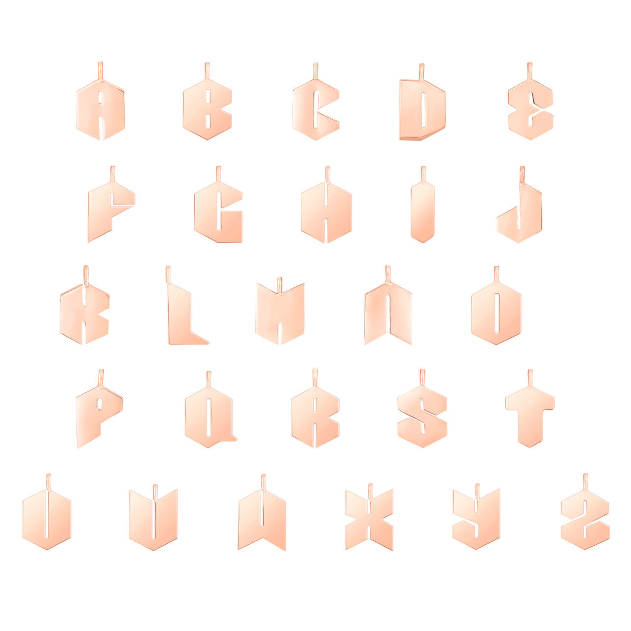 90's Gold Letter Necklaces, A-Z, 14K Rose Gold- URBAETIS Fine Jewelry