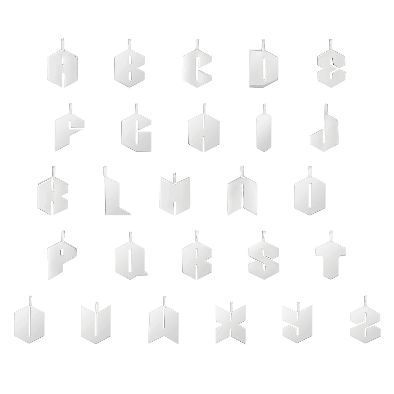 90's Gold Letter Necklaces, A-Z, 14K White Gold- URBAETIS Fine Jewelry