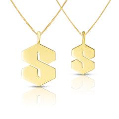 90's Gold Initial Necklaces, 12mm and 8.5mm, 14k Yellow Gold- URBAETIS Fine Jewelry