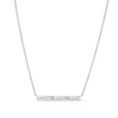Gold and Diamond Pyramid Bar Necklace, 14K White Gold- URBAETIS Fine Jewelry