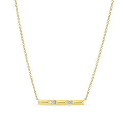 Gold and Diamond Pyramid Bar Necklace, 14K Yellow Gold- URBAETIS Fine Jewelry