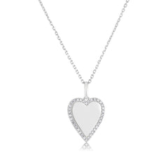 Diamond Border Heart Necklace, 14K White gold- URBAETIS Fine Jewelry