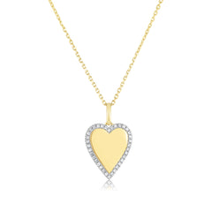 Diamond Border Heart Necklace, 14K Yellow Gold- URBAETIS Fine Jewelry