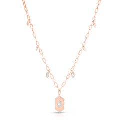Hexagon Diamond Dangle Necklace, 14k rose gold - URBAETIS Fine Jewelry