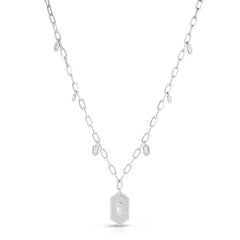 Hexagon Diamond Dangle Necklace, 14k white gold - URBAETIS Fine Jewelry