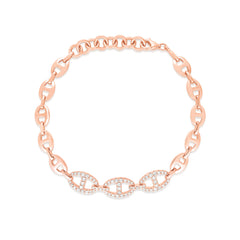 Gold and Diamond Mariner Bracelet- 14K Rose Gold- URBAETIS Fine Jewelry