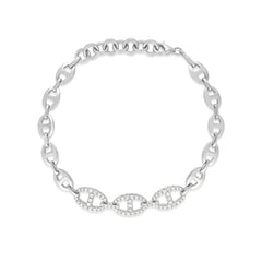 Gold and Diamond Mariner Bracelet, 14K White Gold- URBAETIS Fine Jewelry