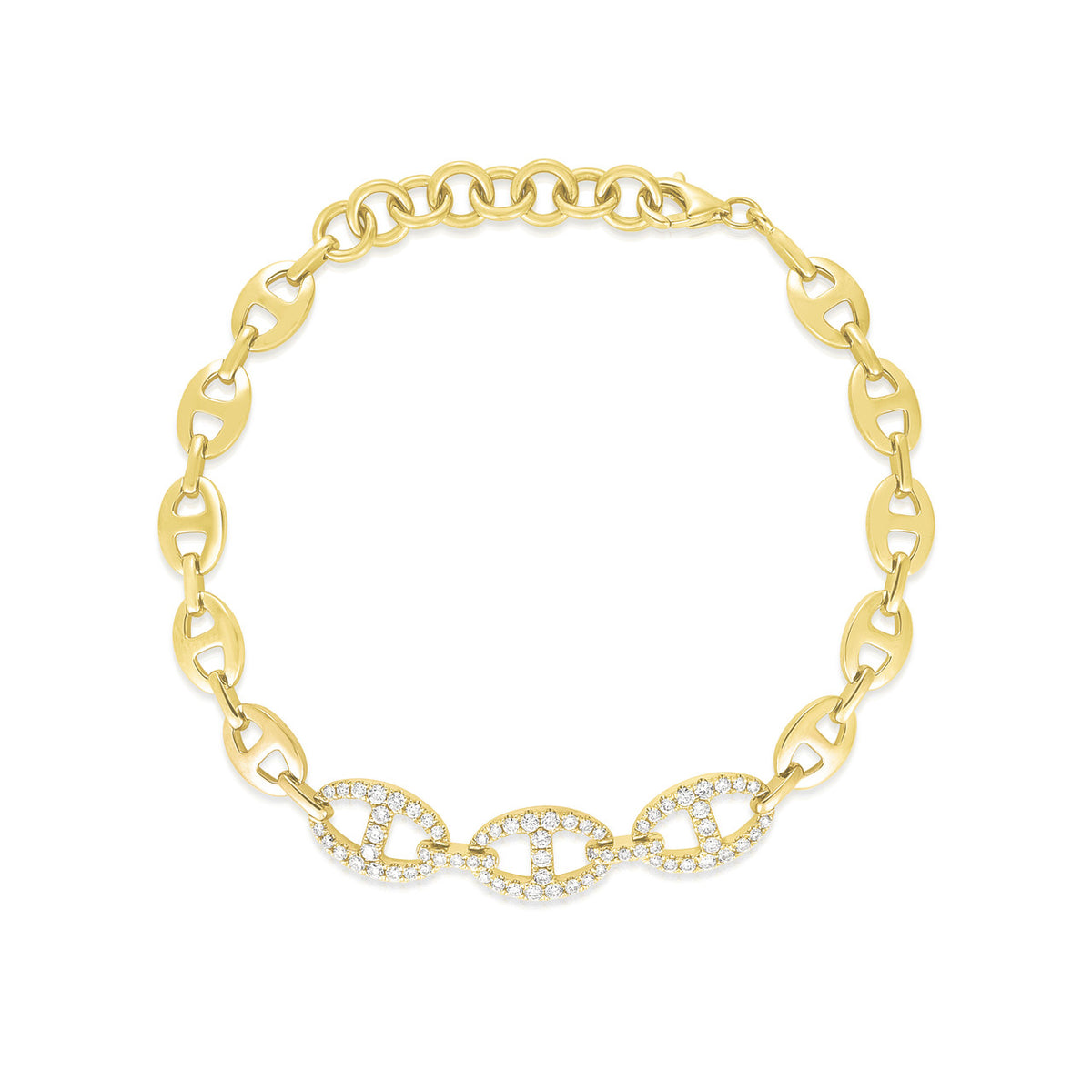 Gold and Diamond Mariner Bracelet, 14K Yellow Gold- URBAETIS Fine Jewelry