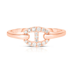 Diamond Mariner Link Ring, 14K Rose Gold- URBAETIS Fine Jewelry