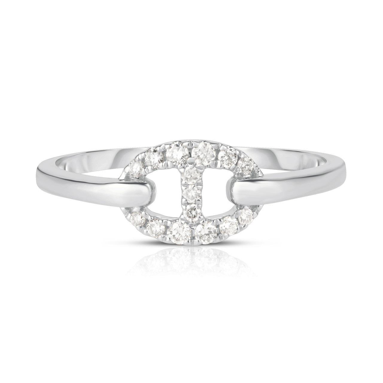 Diamond Mariner Link Ring, 14K White Gold- URBAETIS Fine Jewelry