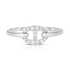 Diamond Mariner Link Ring, 14K White Gold- URBAETIS Fine Jewelry